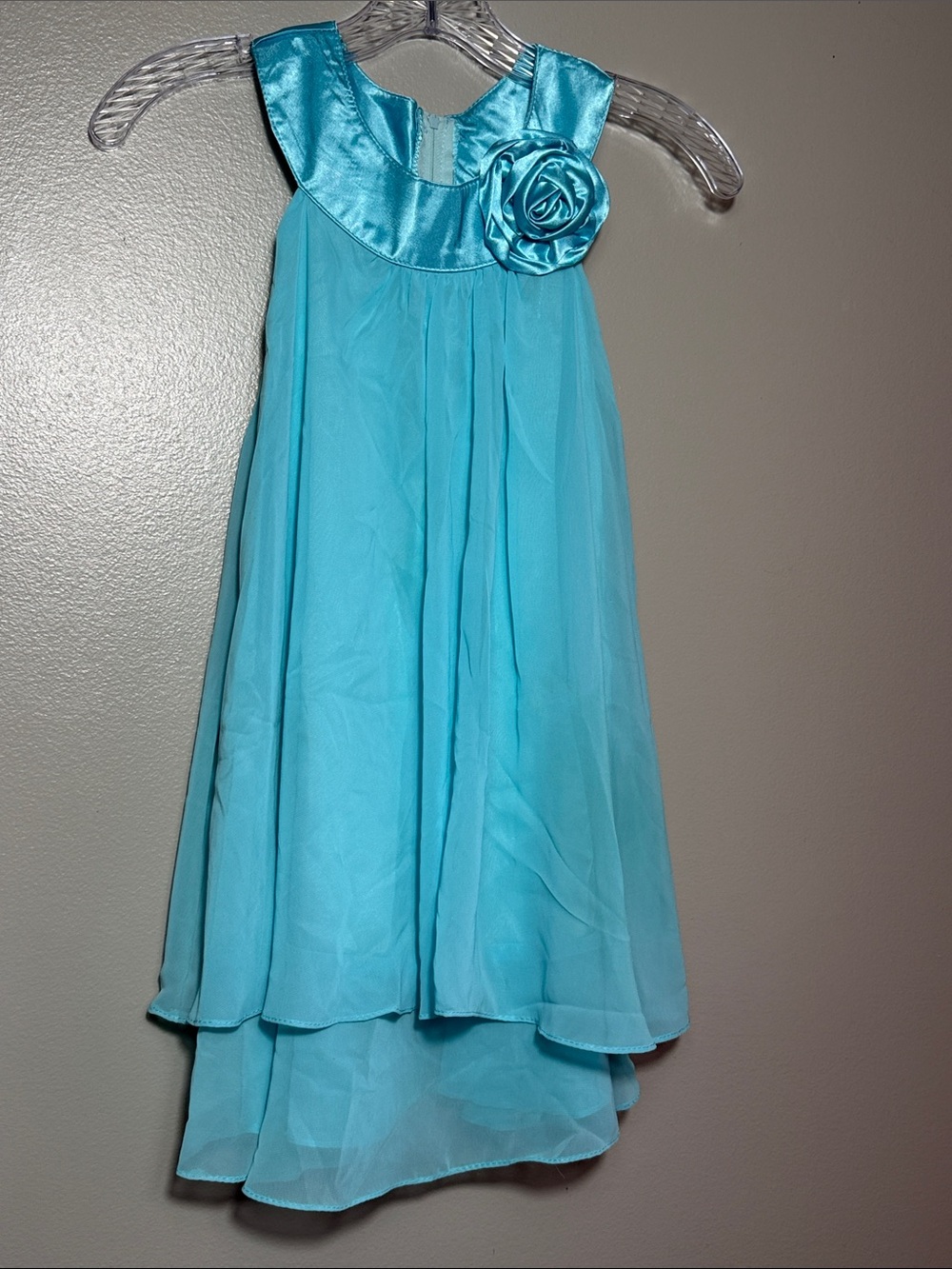 Kid's Dream Light Blue/Green Dress 7-8 Formal Special Occasion Rosette USA